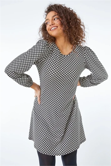 Black Petite Ditsy Floral Print Dress 4 Black Petite Ditsy Floral Print Dress - Image 2