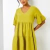 Pea Green Textured Tiered Smock Dress -Dress Haven Sales Store 448dcadb f3d6 49c1 83e8 518db26c0bbb
