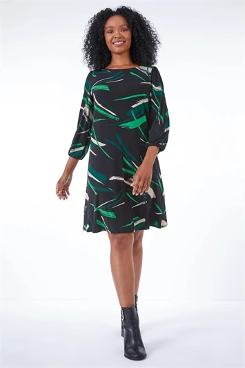 Navy Petite Notch Neck Jacquard Dress 5 Navy Petite Notch Neck Jacquard Dress - Image 3