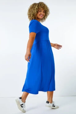 Royal Blue Curve Gathered Skirt Midi Stretch Dress 9 Royal Blue Curve Gathered Skirt Midi Stretch Dress -Dress Haven Sales Store 45fe630d d39e 47f6 a477 06a933e5ee89