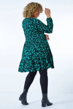 Green Curve Animal Print Tiered Tunic Dress -Dress Haven Sales Store 48ca8570 d450 43c9 9588 f36a28dfa6b2
