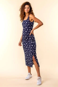 Navy Palm Print Jersey Midi Dress -Dress Haven Sales Store 49c38545 8d43 4eef 8291 5e8c284455cc