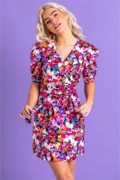 Purple Ditsy Floral Frill Detail Dress -Dress Haven Sales Store 4a73be07 88c6 49ad bcaf 9311c5e9cff0