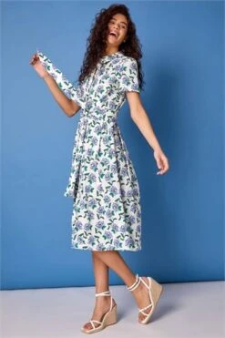 Blue Floral Print Shirred Waist Maxi Dress -Dress Haven Sales Store 4a9c7f59 b3d2 4de9 b7dd c048717dd125