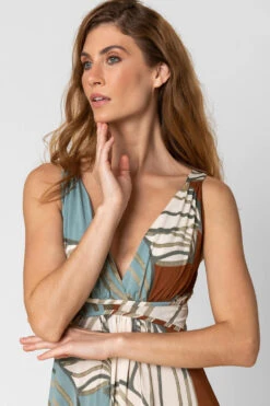 Blue Abstract Leaf Print V Neck Maxi Dress -Dress Haven Sales Store 4ab096d0 6286 478c 9f42 a4237fc1575c