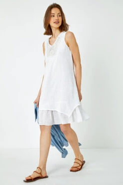White Sleeveless Cotton Crochet Dress -Dress Haven Sales Store 4b9878fc 0f6d 4ef7 8cdd 564dd9b9b7f7