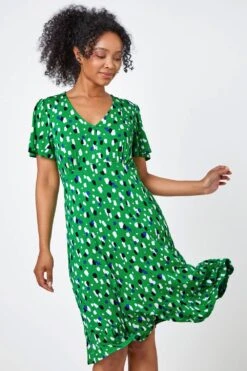 Green Petite Spot Frill Hem Stretch Dress 8 Green Petite Spot Frill Hem Stretch Dress -Dress Haven Sales Store 4bd581be bfd3 461d b47f f3fdc450d654