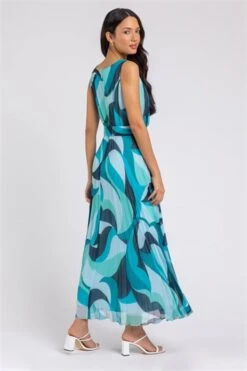 Blue Sleeveless Border Print Maxi Stretch Dress -Dress Haven Sales Store 4d759495 edb7 447a a3b7 2705699b8453