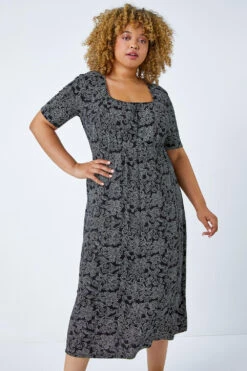 Black Curve Floral Print Midi Dress -Dress Haven Sales Store 501987b9 4385 4f5b b666 9f12e195d535