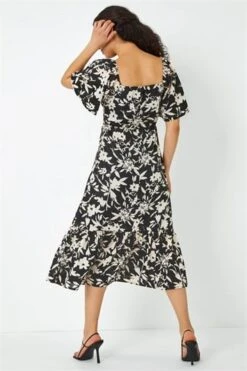 Black Sleeveless Floral Frill Hem Dress -Dress Haven Sales Store 51642ee9 f7d0 420d ab8c 5050ea96528a