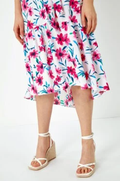 Pink Sleeveless Floral Frill Hem Midi Dress -Dress Haven Sales Store 5310675a 178a 4ba9 a518 2d0a230b7d20