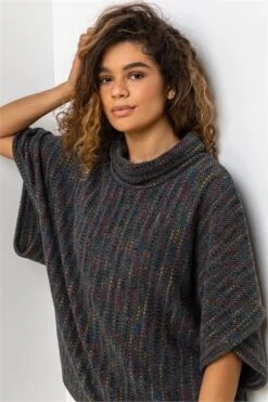 Grey Oversized Cowl Neck Textured Dress -Dress Haven Sales Store 5615b2b7 0e5b 4079 ba1a 5d924a3ee97e