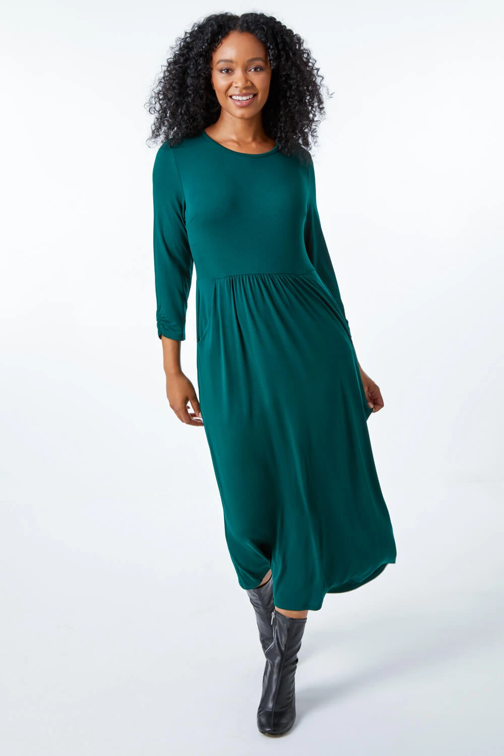 Forest Petite Stretch Jersey Midi Dress 4 Forest Petite Stretch Jersey Midi Dress - Image 2