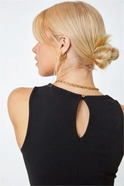 Black Shirred Frill Hem Stretch Dress -Dress Haven Sales Store 58b87fea 8314 41ef be25 f1c7e8a75efa