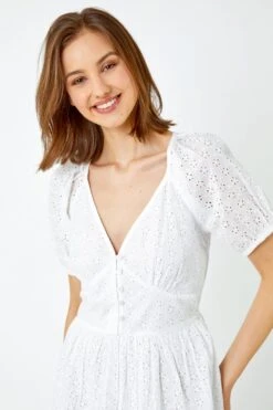 White Broderie Puff Sleeve Cotton Midi Dress -Dress Haven Sales Store 5965753f e6b1 44de afd6 d8c235b889d4