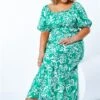 Green Curve Gathered Skirt Midi Stretch Dress -Dress Haven Sales Store 59bc7e1b 6f3c 4943 8966 59e364f3bb38