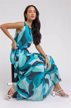Blue Sleeveless Border Print Maxi Stretch Dress -Dress Haven Sales Store 59e0c2e0 eaa8 48f0 9190 85a906215945