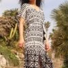 Khaki Aztec Print Tiered Midi Tea Dress -Dress Haven Sales Store 5a77c033 a4c5 45e6 881d 2ad6bede95e6