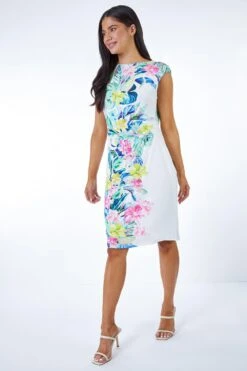 Ivory Petite Floral Print Ruched Midi Dress -Dress Haven Sales Store 5bd4d559 9526 4c15 a616 277dbecdf0dc