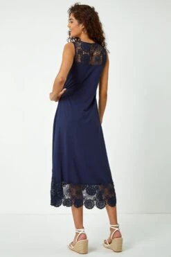 Navy Crochet Hem Stretch Midi Dress -Dress Haven Sales Store 5c64483d 3808 4488 9c67 d3b88151a58d