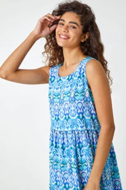 Aqua Sleeveless Aztec Print Smock Midi Dress -Dress Haven Sales Store 5c93b67c dff4 4ac8 a908 447b6c585aa4