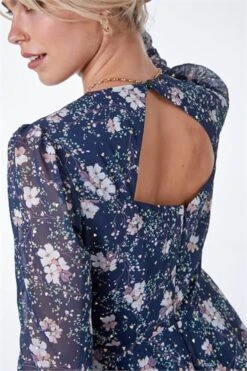 Navy Floral Print Frill Detail Midi Dress 9 Navy Floral Print Frill Detail Midi Dress -Dress Haven Sales Store 5d6c54e7 f0e1 4b45 bc77 b5205e3c98c0