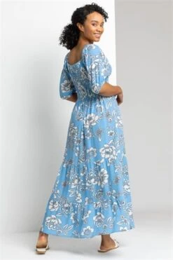 Turquoise Petite Floral Stretch Tiered Maxi Dress -Dress Haven Sales Store 5dbe8994 235c 48b2 b1d6 d5321da04d6d