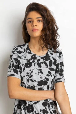 Grey Floral Print Pocket Shift Dress -Dress Haven Sales Store 5df9451e 169b 469f bff6 ef138afc1cc7