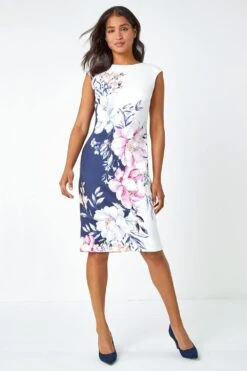 Navy Floral Print Premium Stretch Dress -Dress Haven Sales Store 5e1c3f42 df79 417b 99ce e494cc87bf91