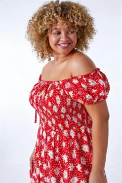 Red Curve Floral Print Midi Dress -Dress Haven Sales Store 5fd06f65 c379 498b 9347 989eb6795563