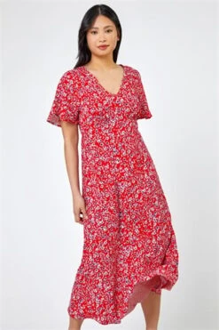 Navy Petite Cherry Spot Print Fit & Flare Dress