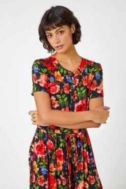 Red Floral Print Tiered Midi Dress -Dress Haven Sales Store 62662bc6 0bb3 45b3 9fe9 70d2a029dd12