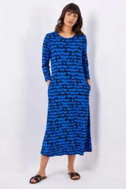 Royal Blue Tie Dye Pocket Jersey Midi Dress -Dress Haven Sales Store 64bf22db b752 4195 a465 063fcc88da78