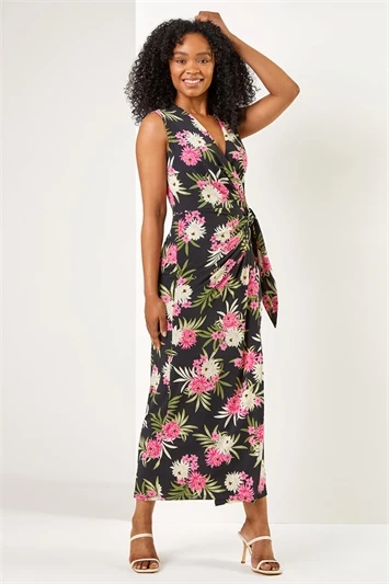 Pink Petite Sleeveless Twist Front Maxi Dress 6 Pink Petite Sleeveless Twist Front Maxi Dress - Image 4