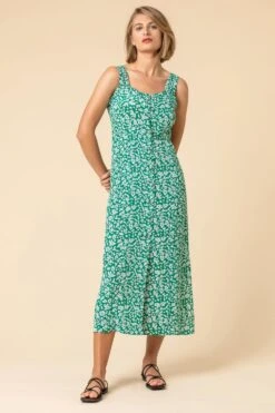 Green Ditsy Floral Button Through Dress -Dress Haven Sales Store 689b29d5 9dcd 4034 b53b 620354ec616a