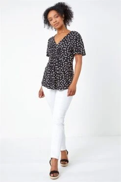 Black Petite Polka Dot Stretch Midi Dress -Dress Haven Sales Store 68a34f41 16d7 487b 9bf5 fd7ad808b411