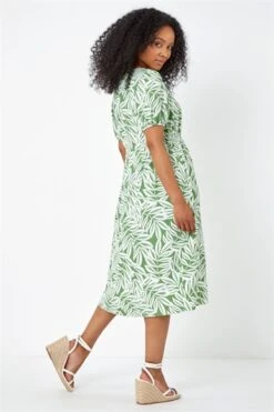Green Petite Floral Print Shirred Midi Dress -Dress Haven Sales Store 697e3a53 d1ee 4d32 a85e 2ceaee9c4625