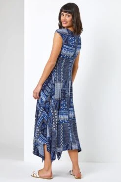 Navy Patchwork Stretch Hanky Hem Dress -Dress Haven Sales Store 6996d725 a3bb 4503 9564 b2def5e8bcc6