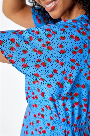 Blue Petite Ditsy Floral Stretch Dress