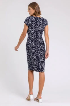 Navy White Floral Print Stretch Ruched Dress -Dress Haven Sales Store 6bd7a6c6 9a7a 407e ba9b 6bf49a3b8f72