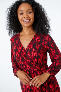 Burgundy Petite Animal Stretch Wrap Dress -Dress Haven Sales Store 6d33043a 8d4a 4bd5 9310 87b4ee87b8f2