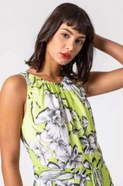 Lime Floral Tie Waist Dipped Hem Dress -Dress Haven Sales Store 6e86c38d 6134 44da 8456 0aeb2d13356e
