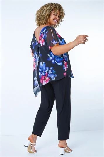 Pink Curve Floral Print Mesh Wrap Dress 6 Pink Curve Floral Print Mesh Wrap Dress - Image 4