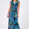 Multi Blue Palm Print Twist Waist Maxi Dress -Dress Haven Sales Store 74189a21 0988 4f64 8812 63b893258d50
