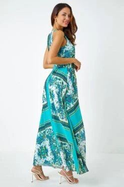 Turquoise Scarf Print Halter Neck Maxi Dress -Dress Haven Sales Store 754d4f73 9097 4f24 b750 ae6d5cd94f44