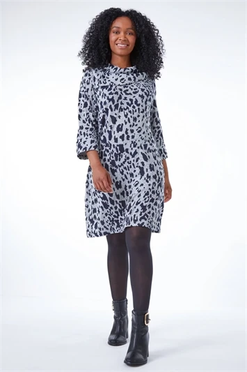 Dark Grey Petite Animal Slouch Dress 6 Dark Grey Petite Animal Slouch Dress - Image 4
