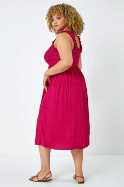 Pink Curve Sleeveless Shirred Midi Stretch Dress -Dress Haven Sales Store 760a2b9f c68d 4f56 9541 2bbfd5f6acb6