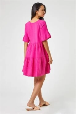 Blue Tile Print Frill Hem Dress -Dress Haven Sales Store 770020bc 9ee7 4b19 af11 24bbd7849ecd