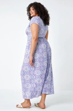 Blue Curve Aztec Print Shirred Midi Dress -Dress Haven Sales Store 7b77da06 8aff 4868 8c22 647577e27c5f