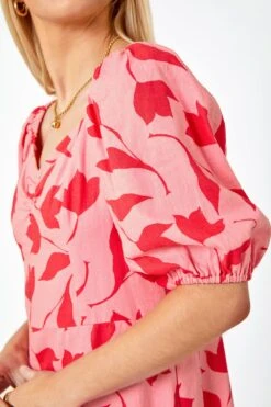 Pink Floral Print Frill Hem Midi Dress -Dress Haven Sales Store 81be57e3 c1f3 426a 84ef 0b23ebf379ae